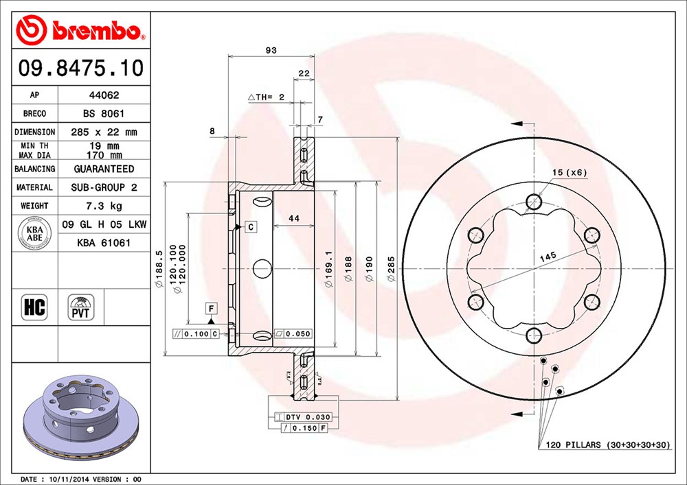 Tarcza hamulcowa BREMBO 09.8475.10