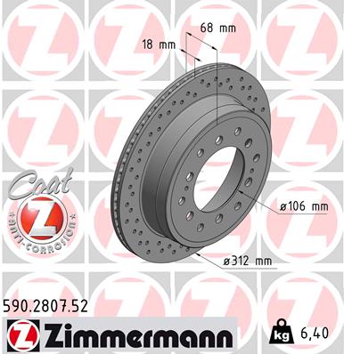 Tarcza hamulcowa ZIMMERMANN 590.2807.52