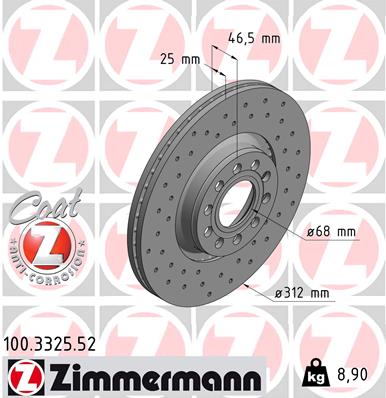 Tarcza hamulcowa ZIMMERMANN 100.3325.52