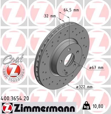 Tarcza hamulcowa ZIMMERMANN 400.3654.20