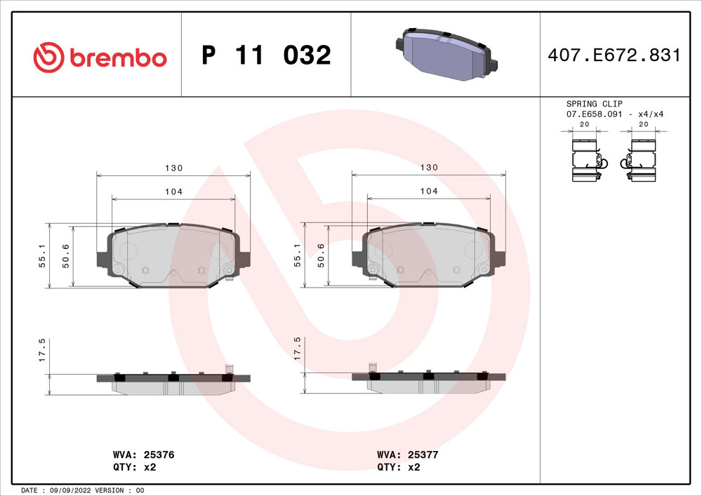 Klocki hamulcowe BREMBO P 11 032