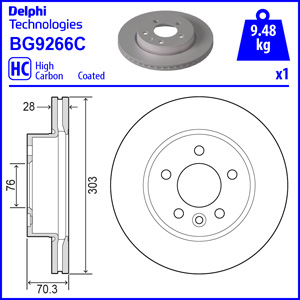 Tarcza hamulcowa DELPHI BG9266C