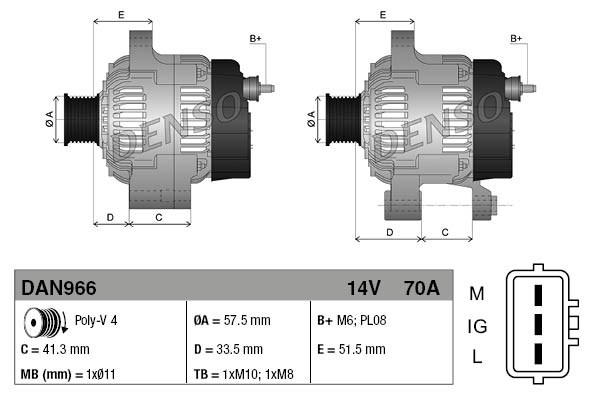 Alternator DENSO DAN966