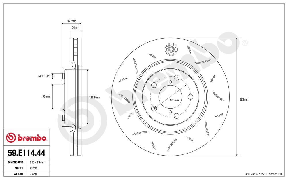 Tarcza do hamulców o wysokiej skutecznosci BREMBO 59.E114.44