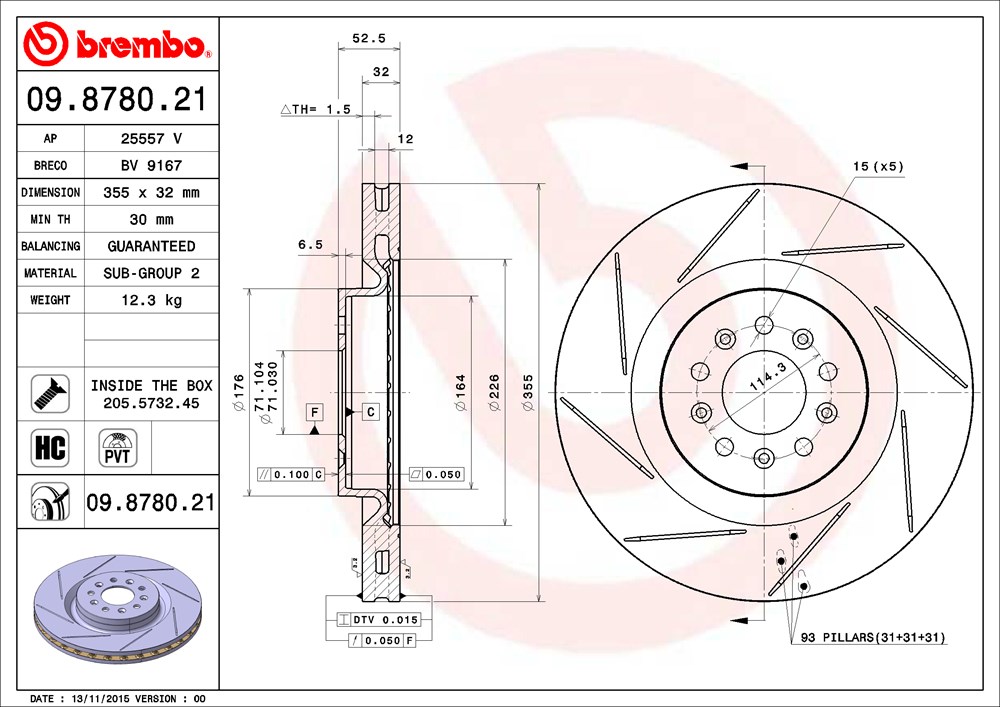 Tarcza hamulcowa BREMBO 09.8780.21