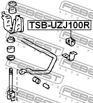 Guma stabilizatora FEBEST TSB-UZJ100R