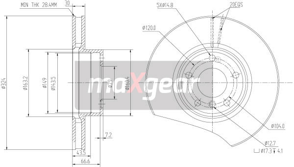 Tarcza hamulcowa MAXGEAR 19-1043