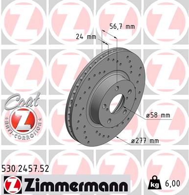 Tarcza hamulcowa ZIMMERMANN 530.2457.52