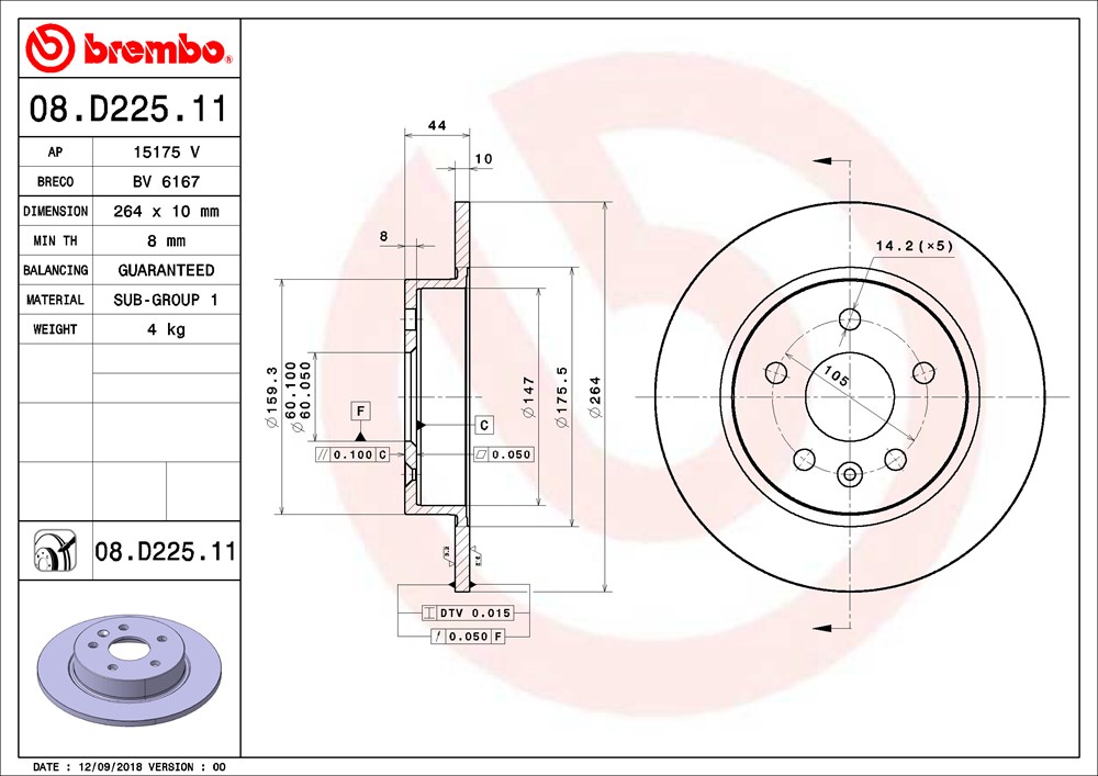 Tarcza hamulcowa BREMBO 08.D225.11