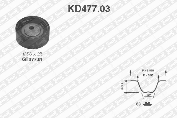 Zestaw paska rozrządu SNR KD477.03