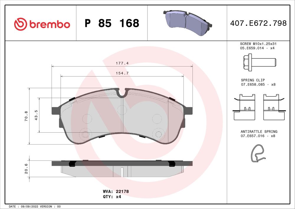 Klocki hamulcowe BREMBO P 85 168