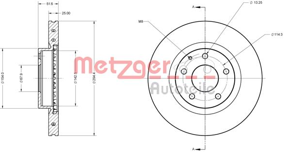 Tarcza hamulcowa METZGER 6110755