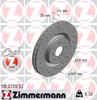 Tarcza hamulcowa ZIMMERMANN 110.2220.52