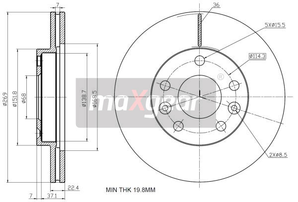 Tarcza hamulcowa MAXGEAR 19-2236