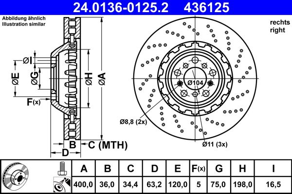 Tarcza hamulcowa ATE 24.0136-0125.2