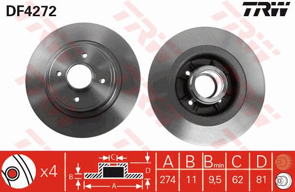 Tarcza hamulcowa TRW DF4272