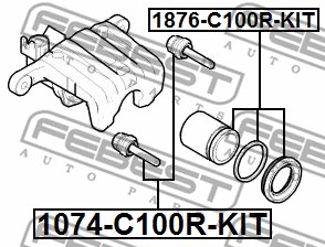 Sworzeń prowadzący  zacisk hamulca FEBEST 1074-C100R-KIT