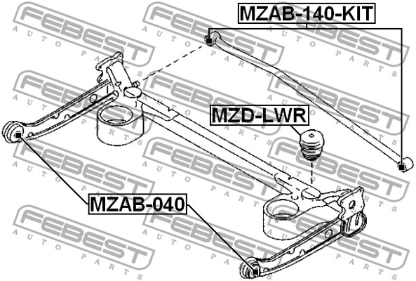 Tuleja wahacza FEBEST MZAB-140-KIT