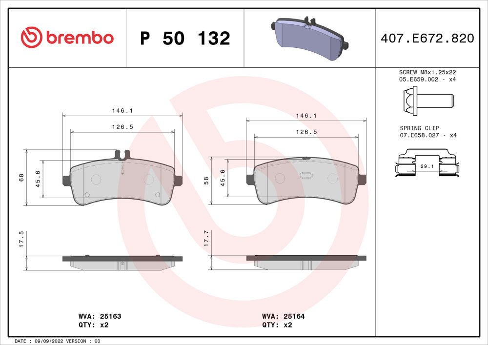 Klocki hamulcowe BREMBO P 50 132