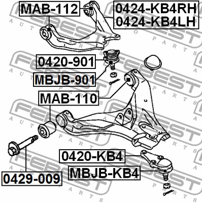 Tuleja wahacza FEBEST MAB-110