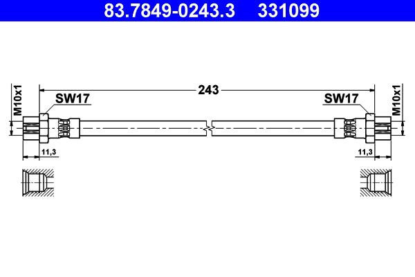 Przewód hamulcowy elastyczny ATE 83.7849-0243.3