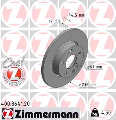 Tarcza hamulcowa ZIMMERMANN 400.3641.20