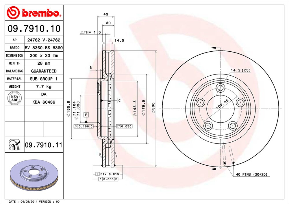 Tarcza hamulcowa BREMBO 09.7910.11