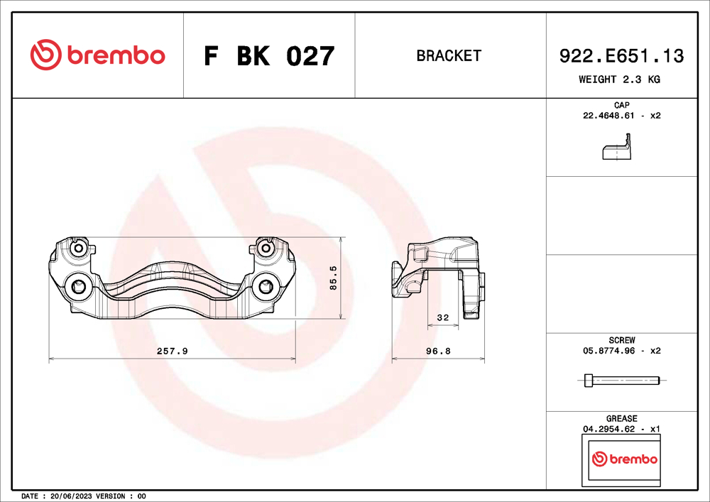 Mocowanie zacisku hamulca - zestaw BREMBO F BK 027