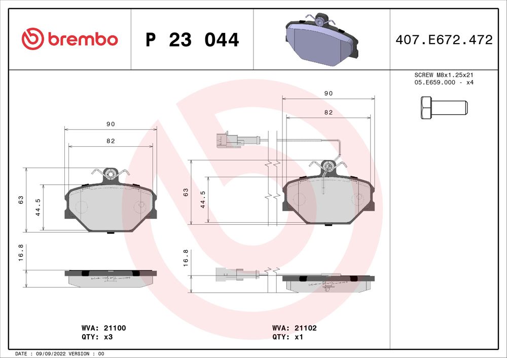 Klocki hamulcowe BREMBO P 23 044