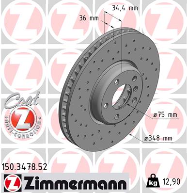 Tarcza hamulcowa ZIMMERMANN 150.3478.52