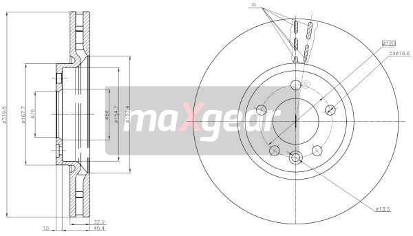 Tarcza hamulcowa MAXGEAR 19-3221