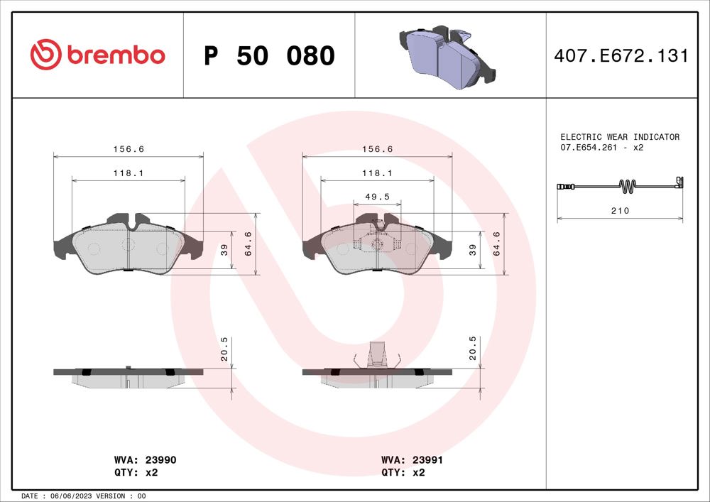 Klocki hamulcowe BREMBO P 50 080