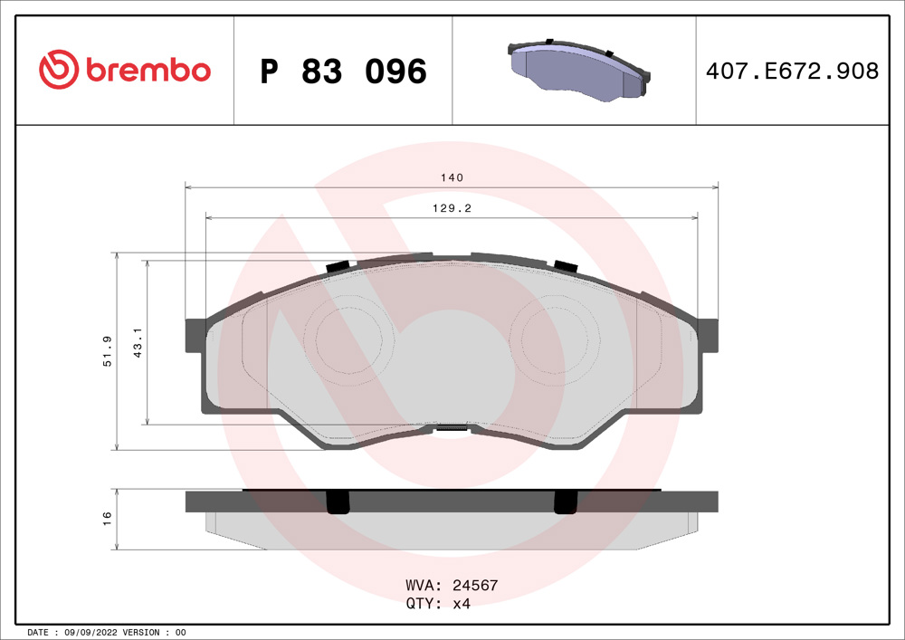 Klocki hamulcowe BREMBO P 83 096