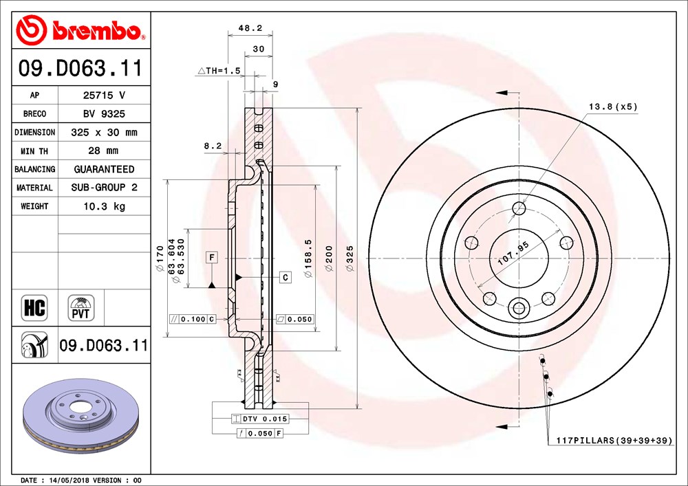 Tarcza hamulcowa BREMBO 09.D063.11