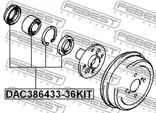 Zestaw łożysk koła FEBEST DAC386433-36KIT