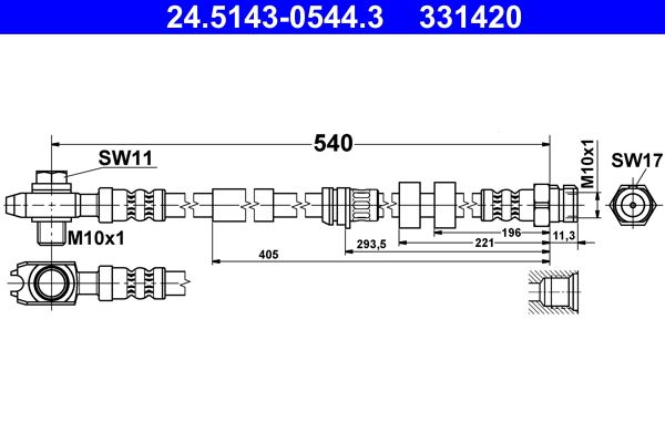 Przewód hamulcowy elastyczny ATE 24.5143-0544.3