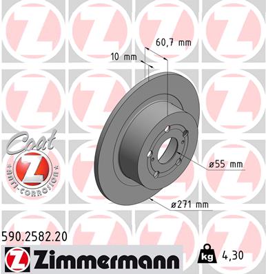 Tarcza hamulcowa ZIMMERMANN 590.2582.20