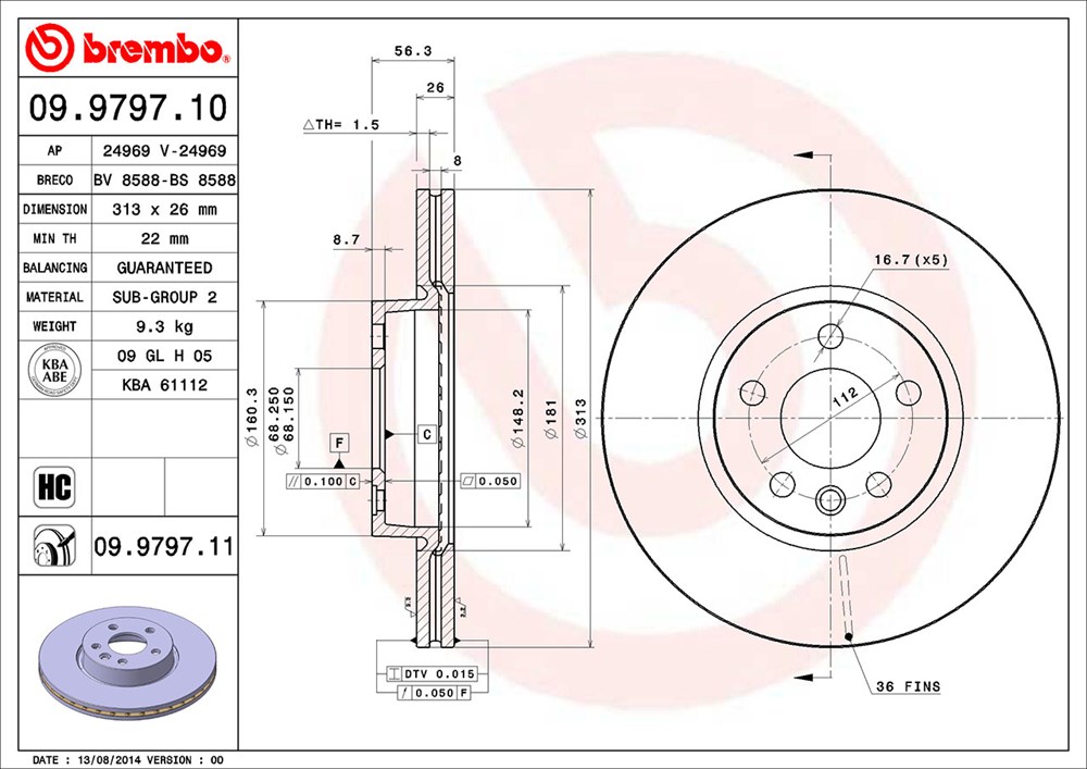 Tarcza hamulcowa BREMBO 09.9797.11