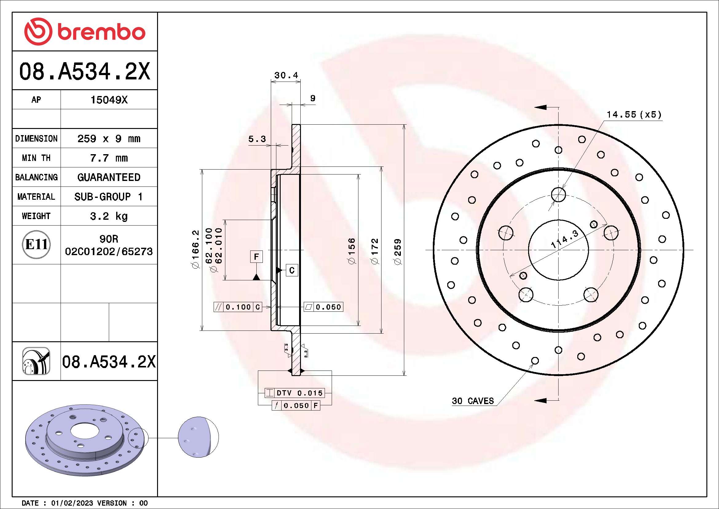Tarcza hamulcowa BREMBO 08.A534.2X