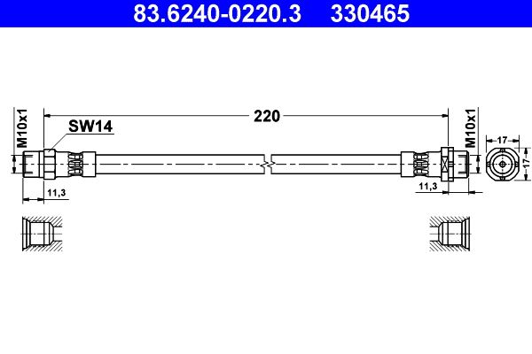 Przewód hamulcowy elastyczny ATE 83.6240-0220.3