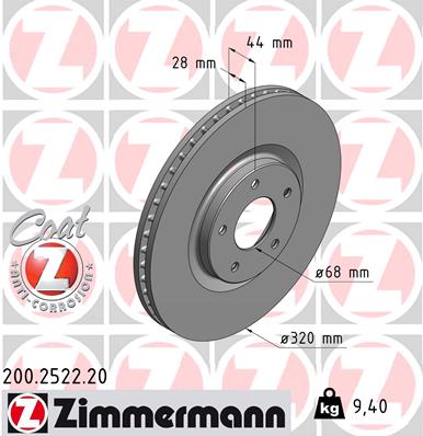 Tarcza hamulcowa ZIMMERMANN 200.2522.20