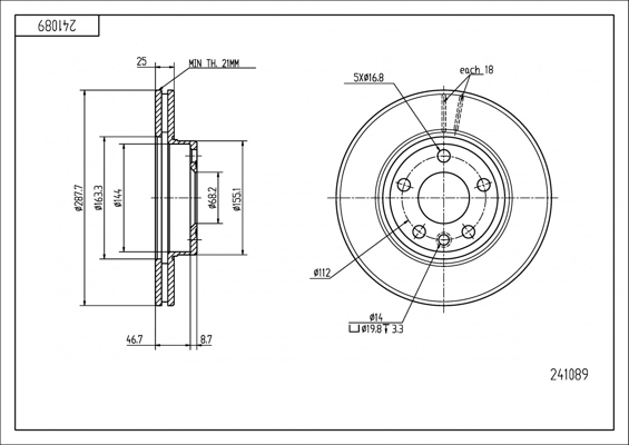 Tarcza hamulcowa HART 241 089