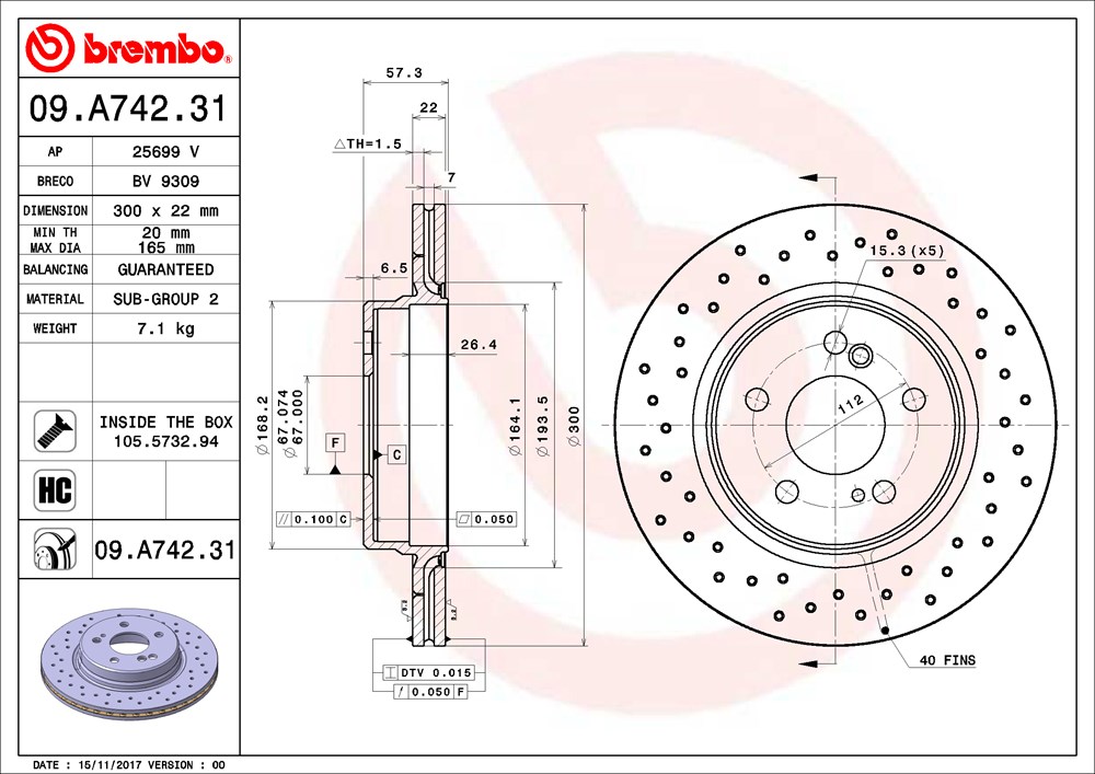 Tarcza hamulcowa BREMBO 09.A742.31