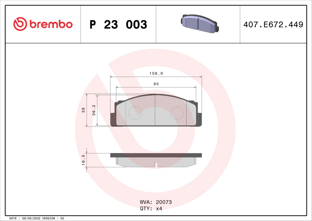 Klocki hamulcowe BREMBO P 23 003