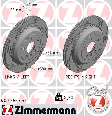 Tarcza hamulcowa ZIMMERMANN 400.3663.53