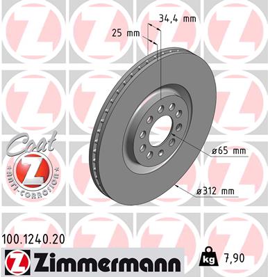 Tarcza hamulcowa ZIMMERMANN 100.1240.20