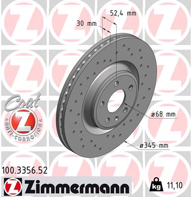 Tarcza hamulcowa ZIMMERMANN 100.3356.52