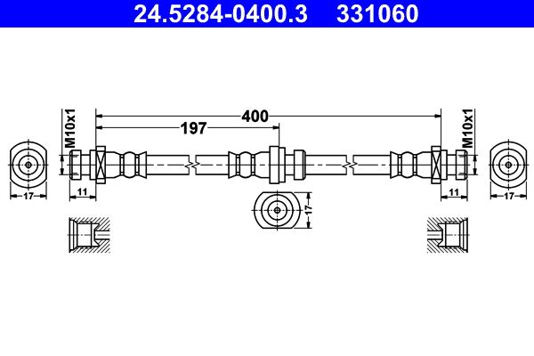 Przewód hamulcowy elastyczny ATE 24.5284-0400.3