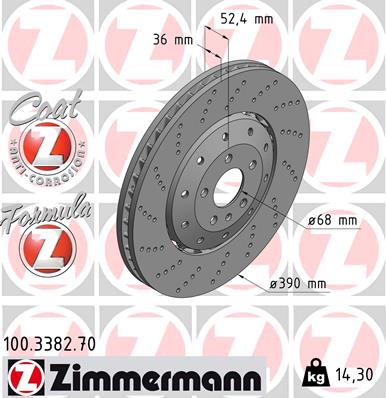 Tarcza hamulcowa ZIMMERMANN 100.3382.70