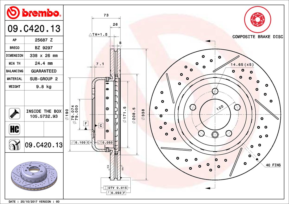 Tarcza hamulcowa BREMBO 09.C420.13